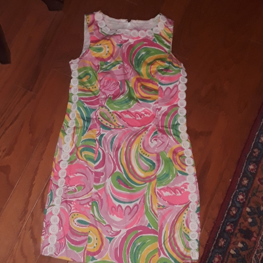 Lilly Pulitzer flamingo print shift dress sz 2